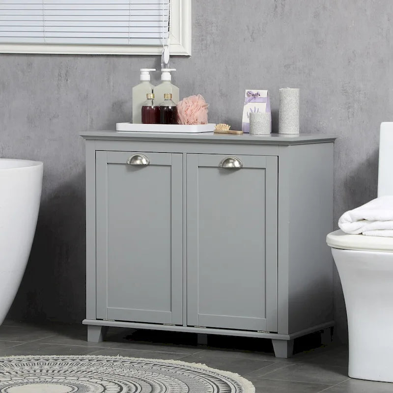 Tilt-Out Laundry Cabinet with Dual Compartment Hamper