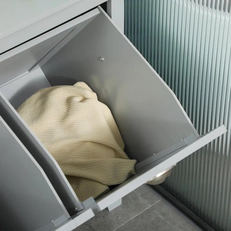 Tilt-Out Laundry Cabinet with Dual Compartment Hamper