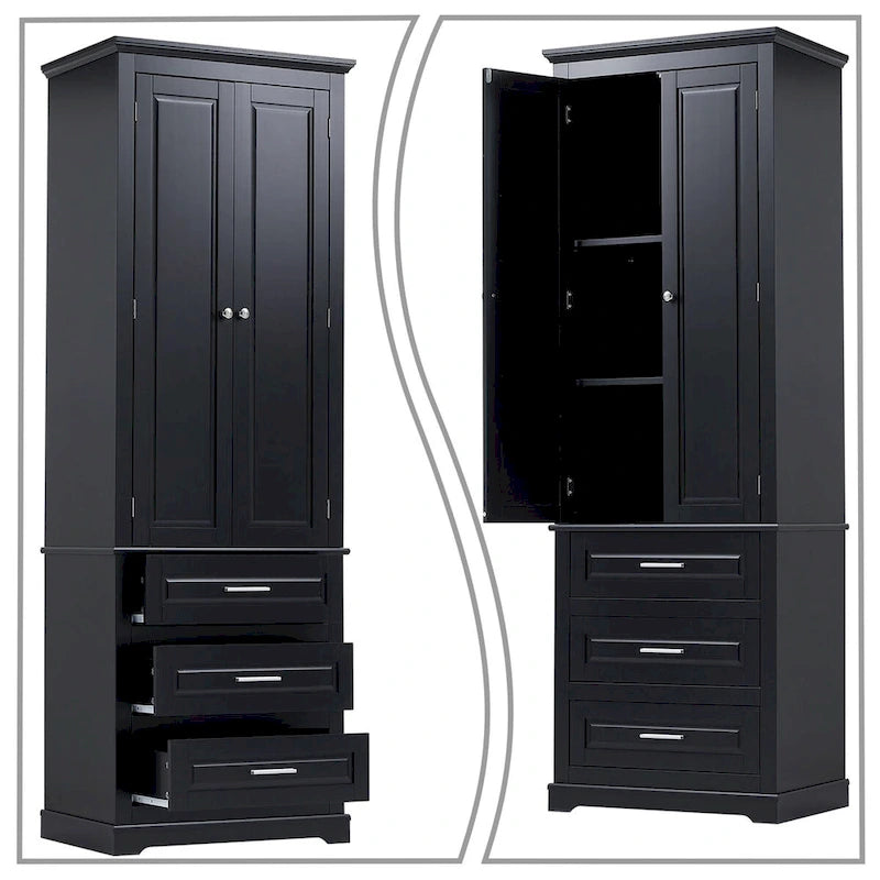 Tall Freestanding Bathroom Storage Cabinet with 3 Drawers