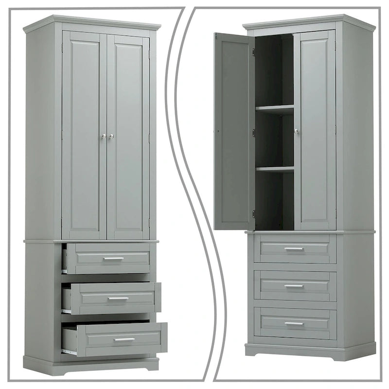 Tall Freestanding Bathroom Storage Cabinet with 3 Drawers