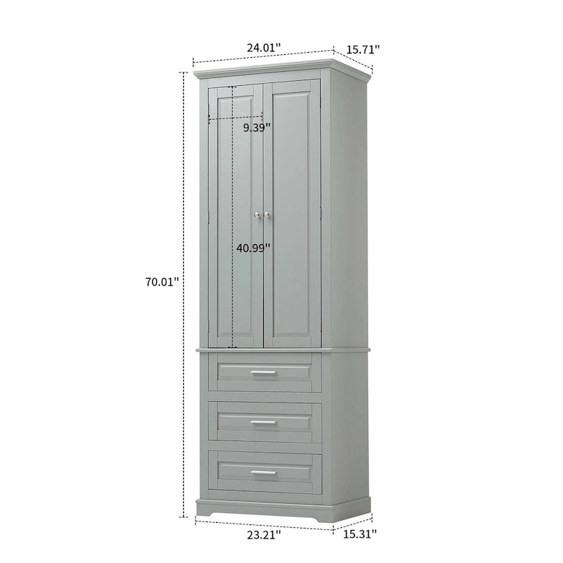 Tall Freestanding Bathroom Storage Cabinet with 3 Drawers
