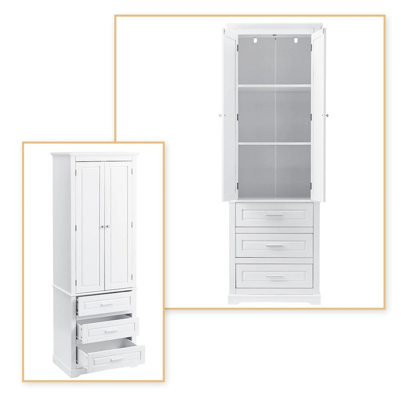 Tall Freestanding Bathroom Storage Cabinet with 3 Drawers