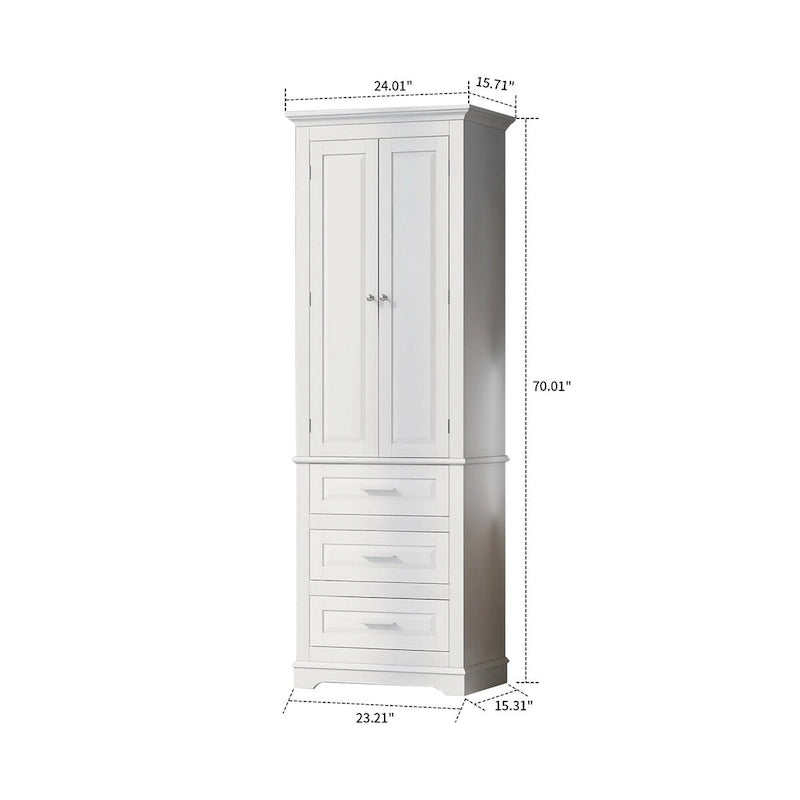 Tall Freestanding Bathroom Storage Cabinet with 3 Drawers