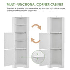 Tall Corner Cabinet with Doors and Adjustable Shelves