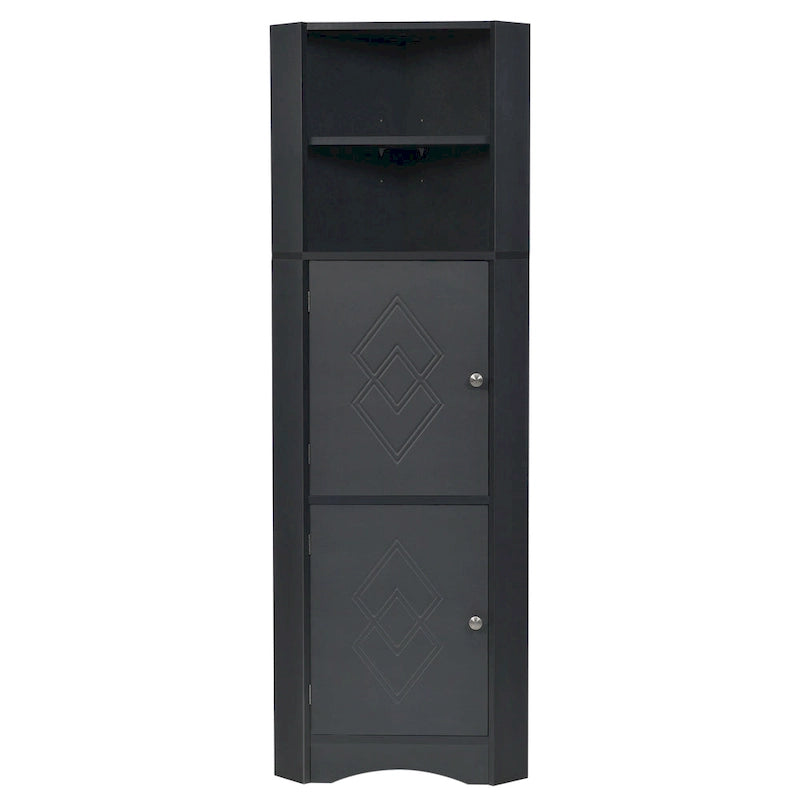 Tall Corner Cabinet with Doors and Adjustable Shelves