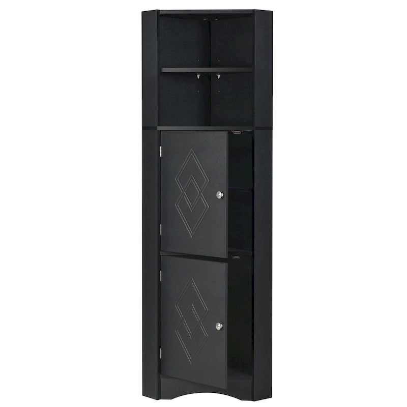 Tall Corner Cabinet with Doors and Adjustable Shelves