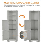 Tall Corner Cabinet with Doors and Adjustable Shelves