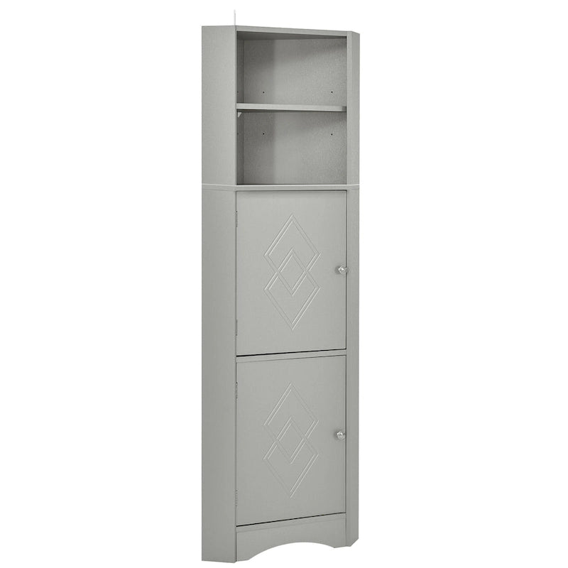 Tall Corner Cabinet with Doors and Adjustable Shelves