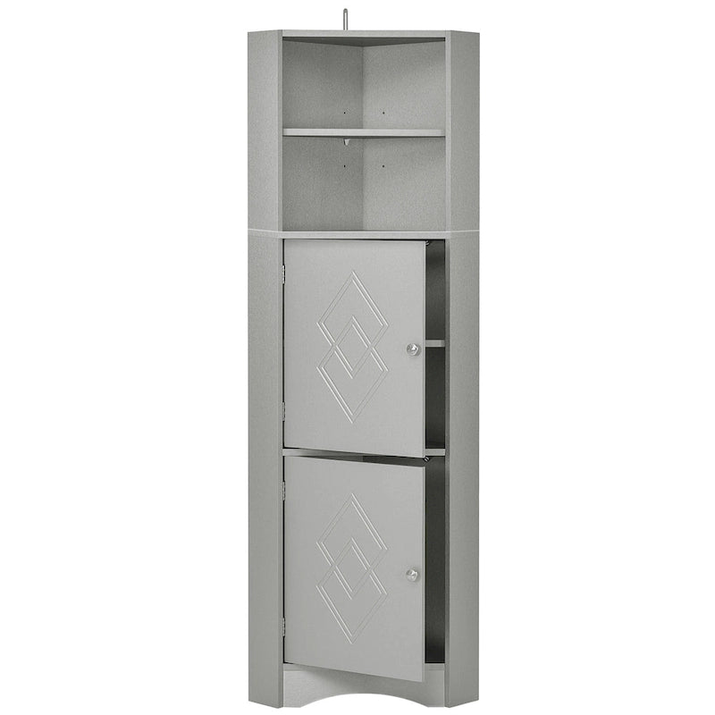 Tall Corner Cabinet with Doors and Adjustable Shelves