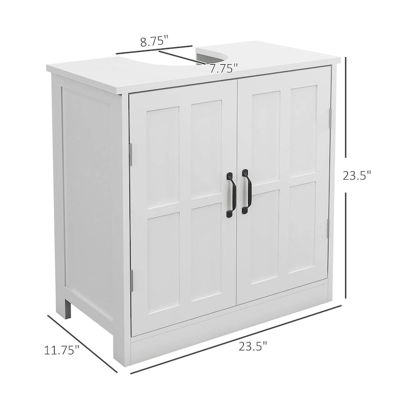 Under Sink Bathroom Cabinet with Adjustable Shelf, White