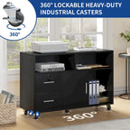 2-Drawer Lateral Filing Cabinet with Lock and Open Shelves