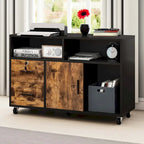 2-Drawer Lateral Filing Cabinet with Lock and Open Shelves
