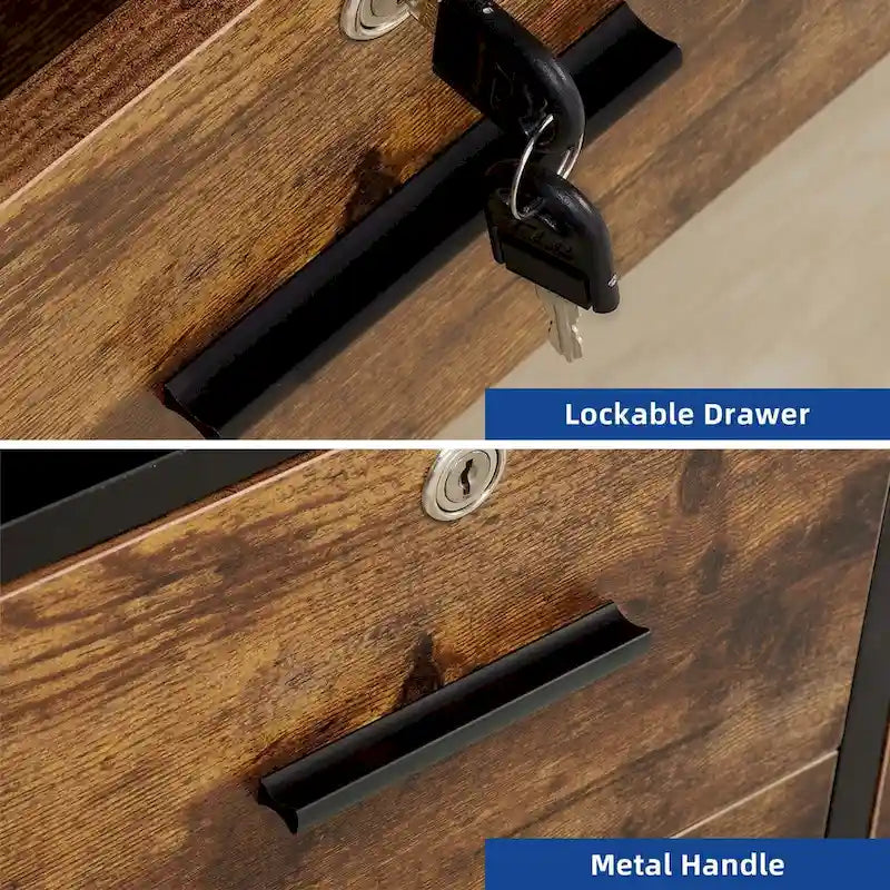 2-Drawer Lateral Filing Cabinet with Lock and Open Shelves