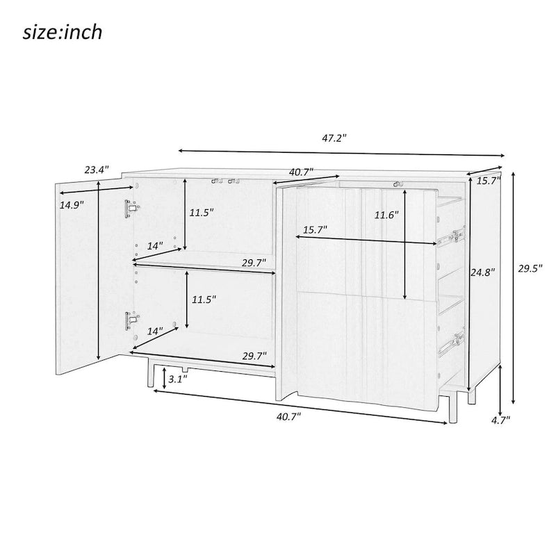 Storage Cabinet with Adjustable Shelves and 2 Drawers