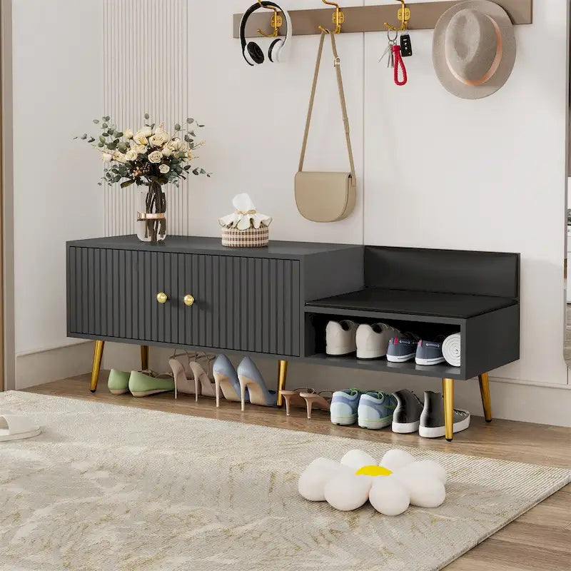 Shoe Storage Bench with Cushioned Seat