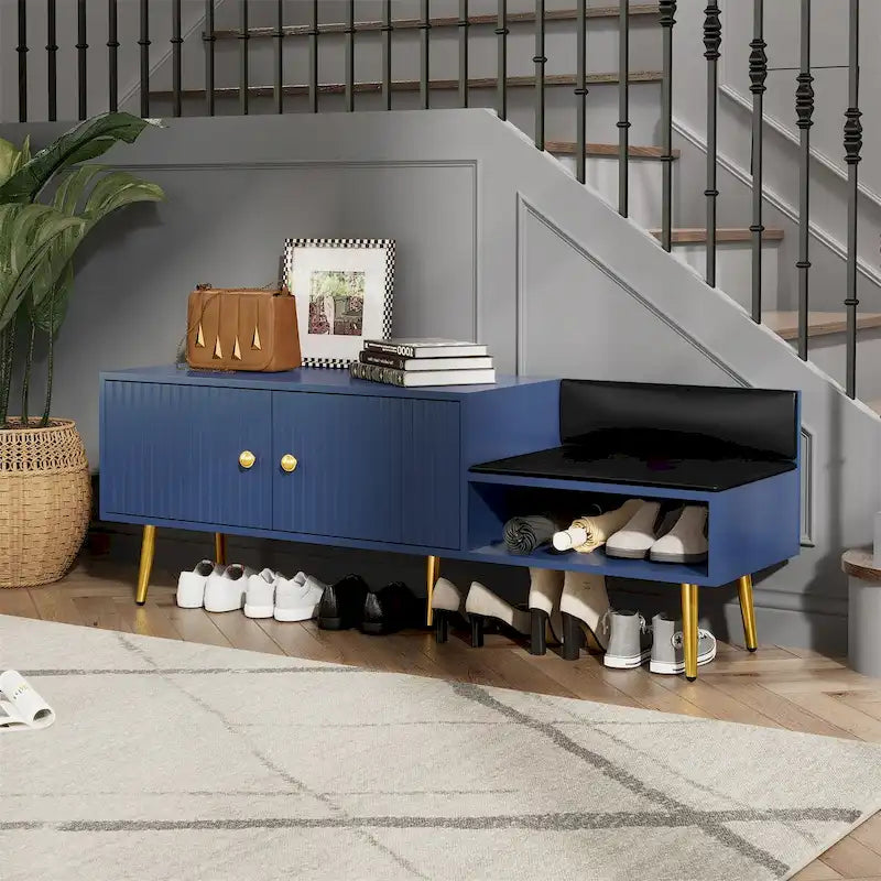 Shoe Storage Bench with Cushioned Seat