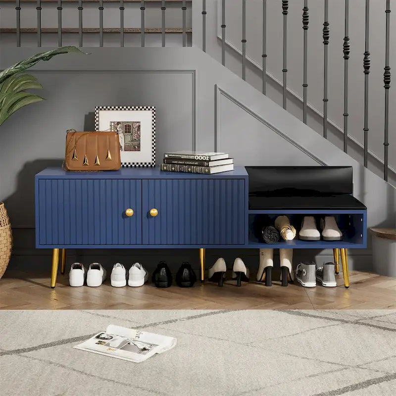 Shoe Storage Bench with Cushioned Seat