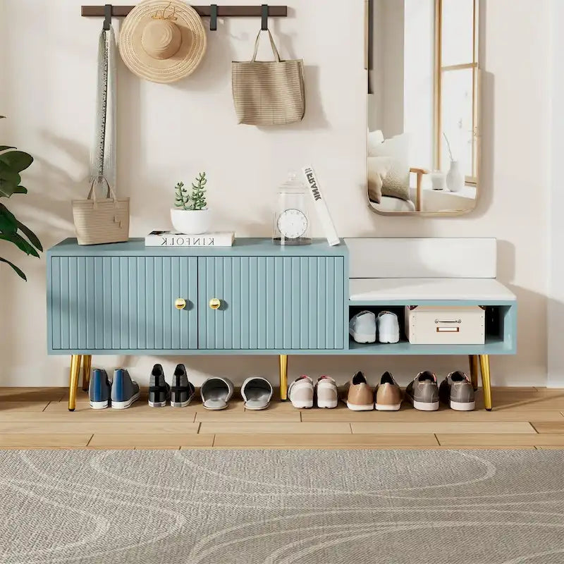 Shoe Storage Bench with Cushioned Seat