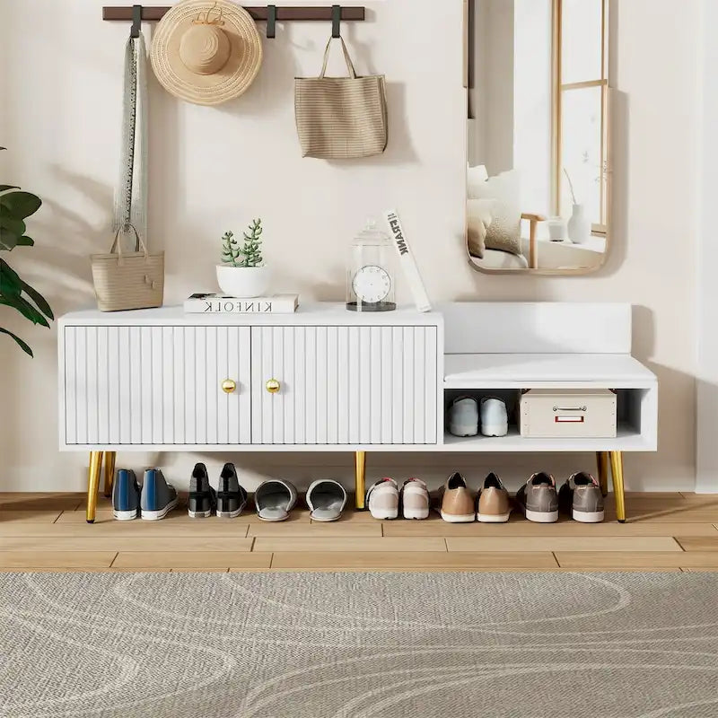 Shoe Storage Bench with Cushioned Seat