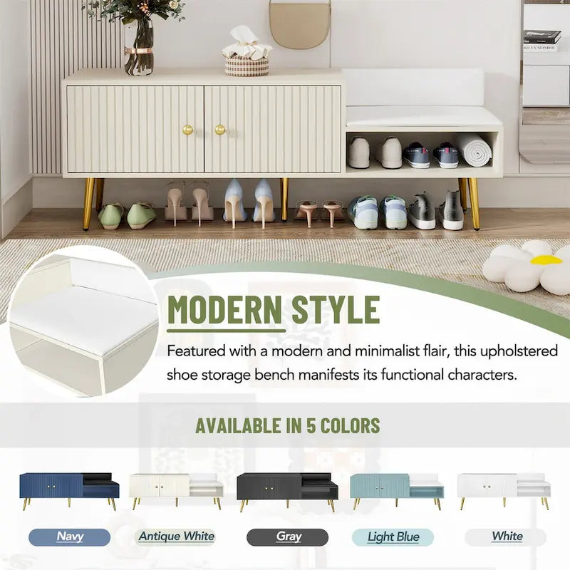 Shoe Storage Bench with Cushioned Seat