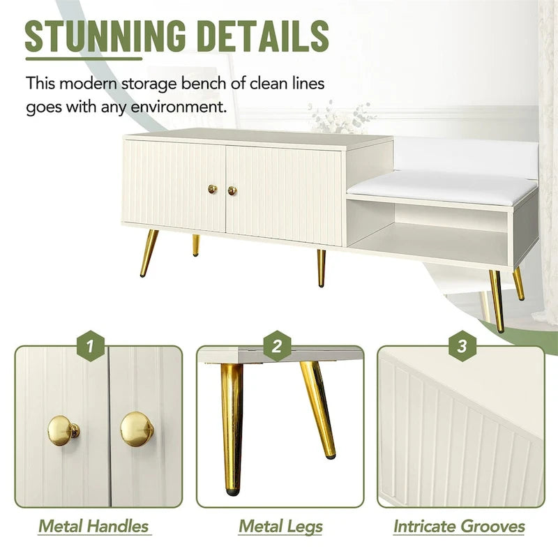 Shoe Storage Bench with Cushioned Seat