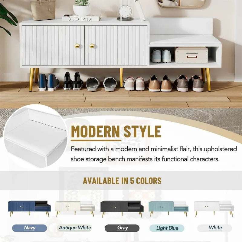 Shoe Storage Bench with Cushioned Seat