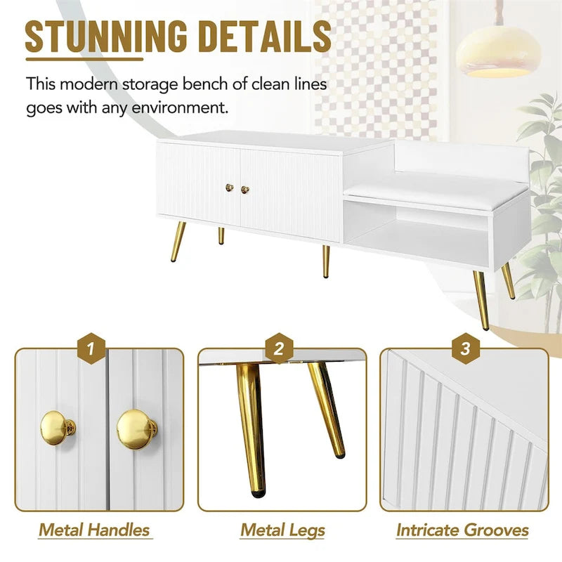 Shoe Storage Bench with Cushioned Seat