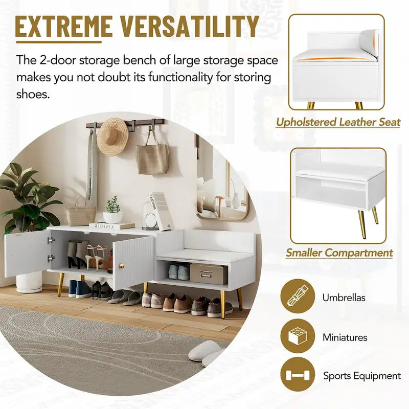 Shoe Storage Bench with Cushioned Seat