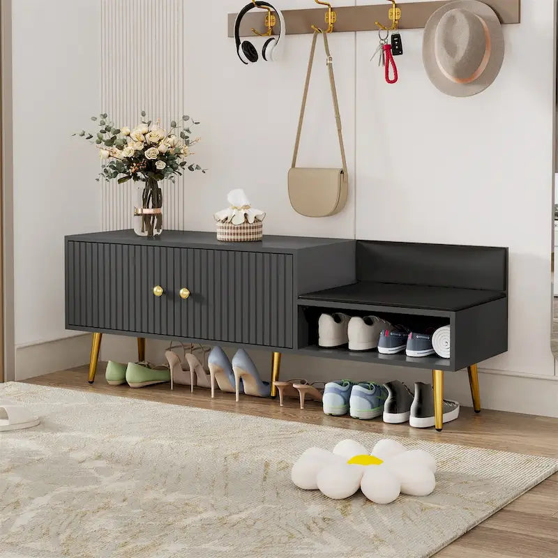 Shoe Storage Bench with Cushioned Seat