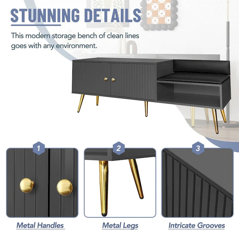 Shoe Storage Bench with Cushioned Seat