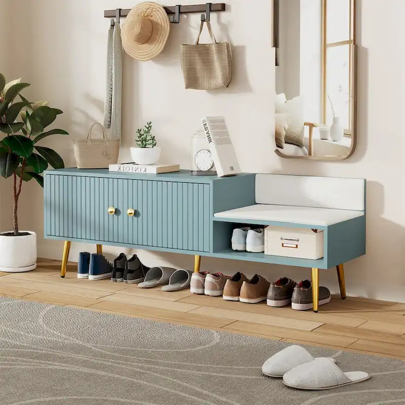 Shoe Storage Bench with Cushioned Seat