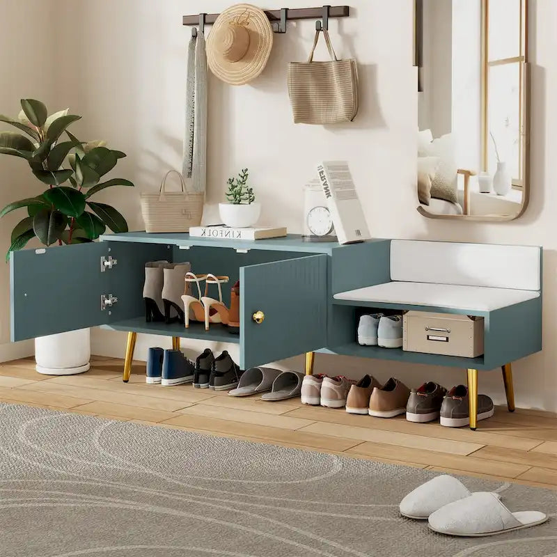 Shoe Storage Bench with Cushioned Seat