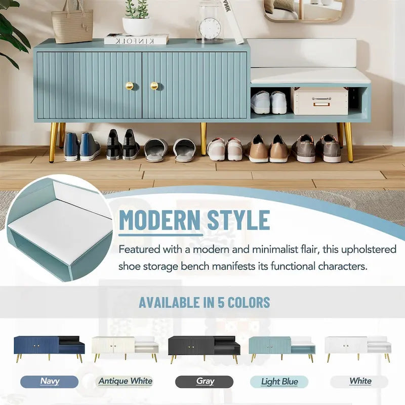 Shoe Storage Bench with Cushioned Seat