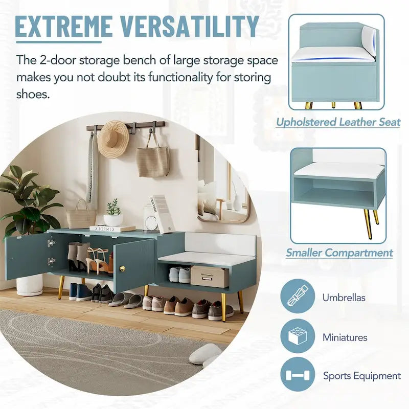 Shoe Storage Bench with Cushioned Seat