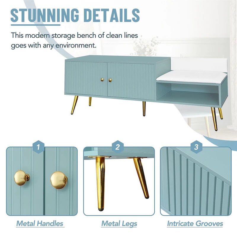 Shoe Storage Bench with Cushioned Seat