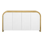 4-Door Curved Corner Cabinet with Wavy Panel Doors