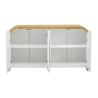 4-Door Curved Corner Cabinet with Wavy Panel Doors