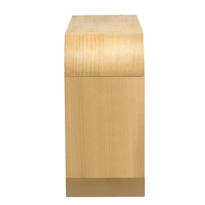 4-Door Curved Corner Cabinet with Wavy Panel Doors