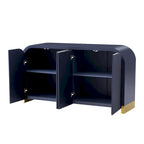 4-Door Curved Corner Cabinet with Wavy Panel Doors