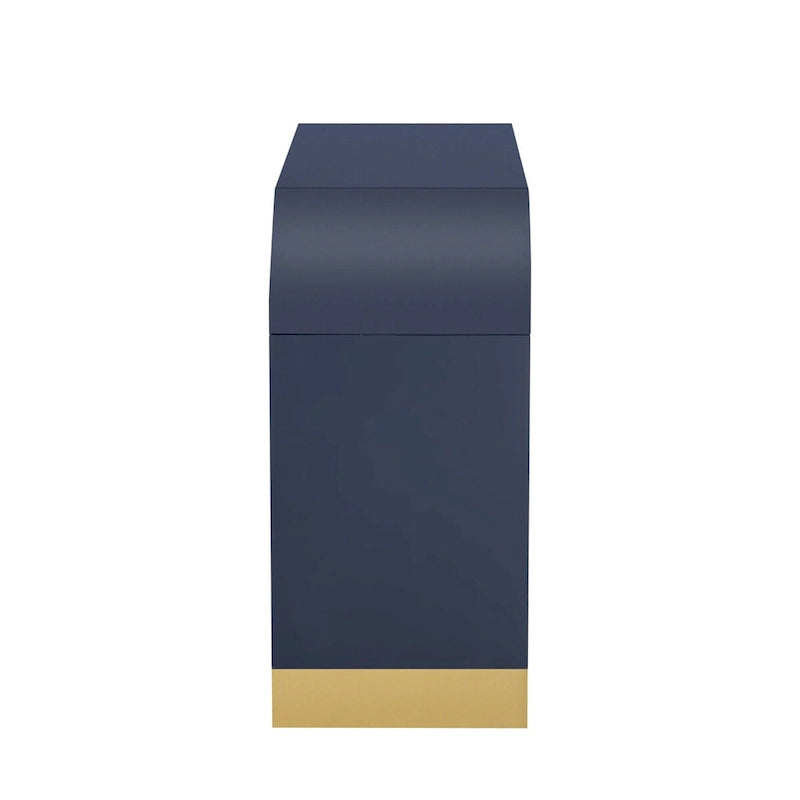 4-Door Curved Corner Cabinet with Wavy Panel Doors