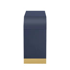 4-Door Curved Corner Cabinet with Wavy Panel Doors
