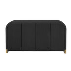 4-Door Curved Corner Cabinet with Wavy Panel Doors