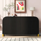 4-Door Curved Corner Cabinet with Wavy Panel Doors