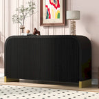 4-Door Curved Corner Cabinet with Wavy Panel Doors