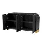 4-Door Curved Corner Cabinet with Wavy Panel Doors
